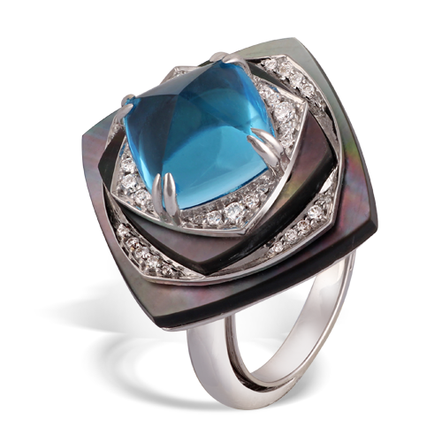 Nazar Layer Ring with Blue Topaz