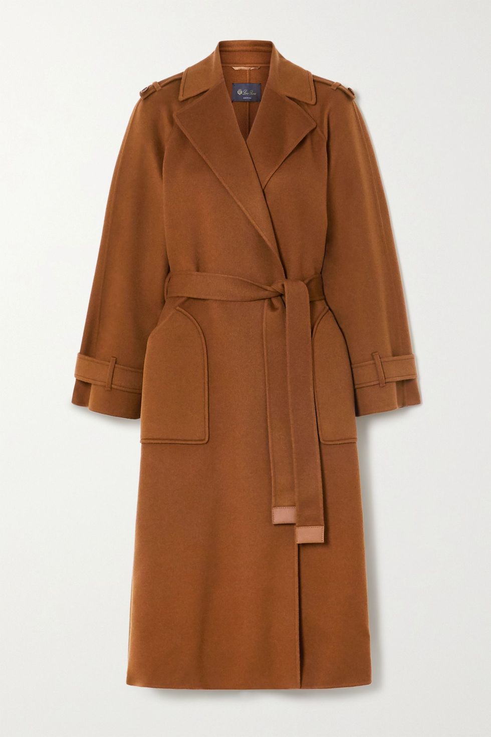 Belted cashmere trench coat