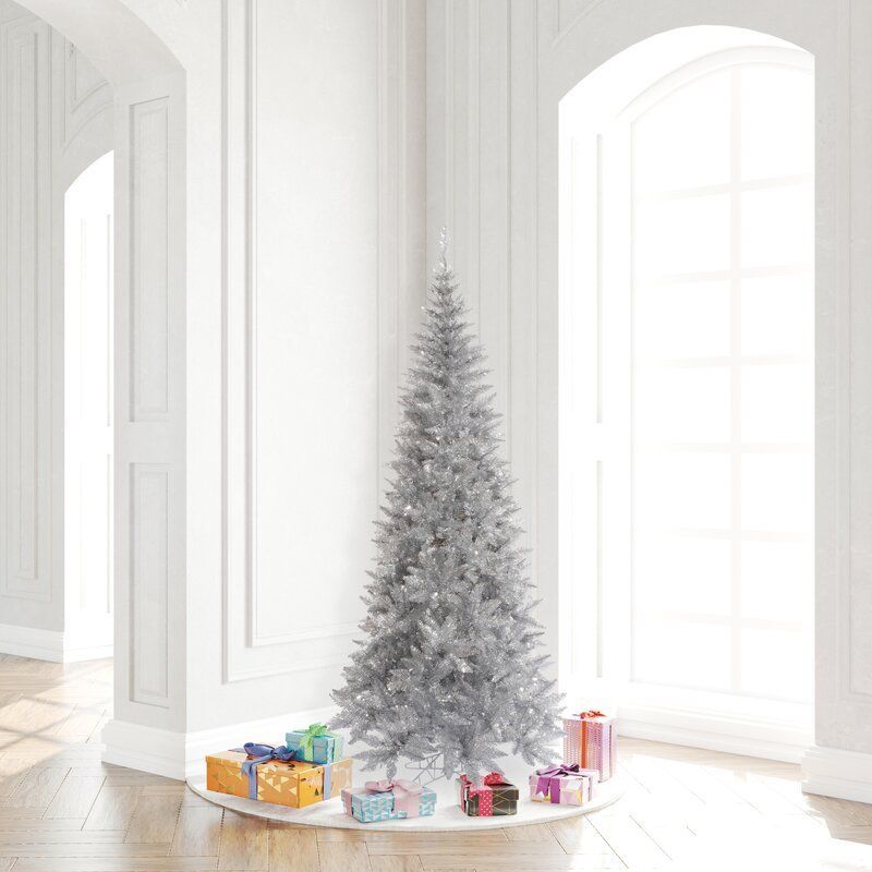 6.5' Silver Tinsel Fir Artificial Christmas Tree
