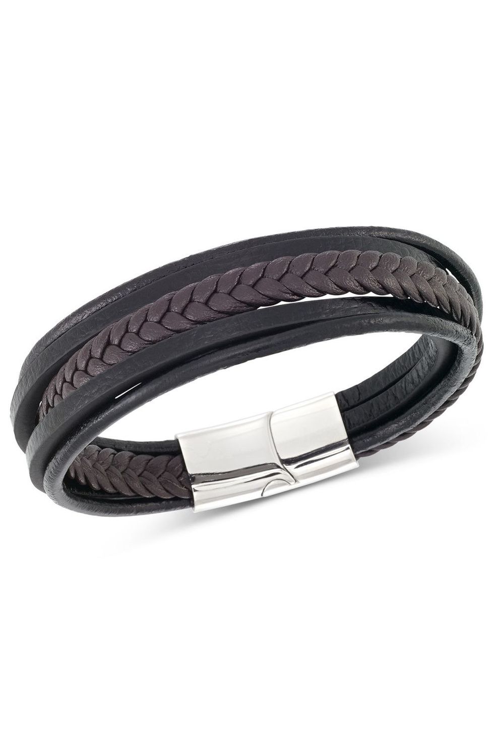 Black & Brown Multi-Row Leather Bracelet