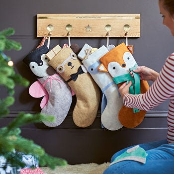 Dress Up Animal Felt Christmas Stocking