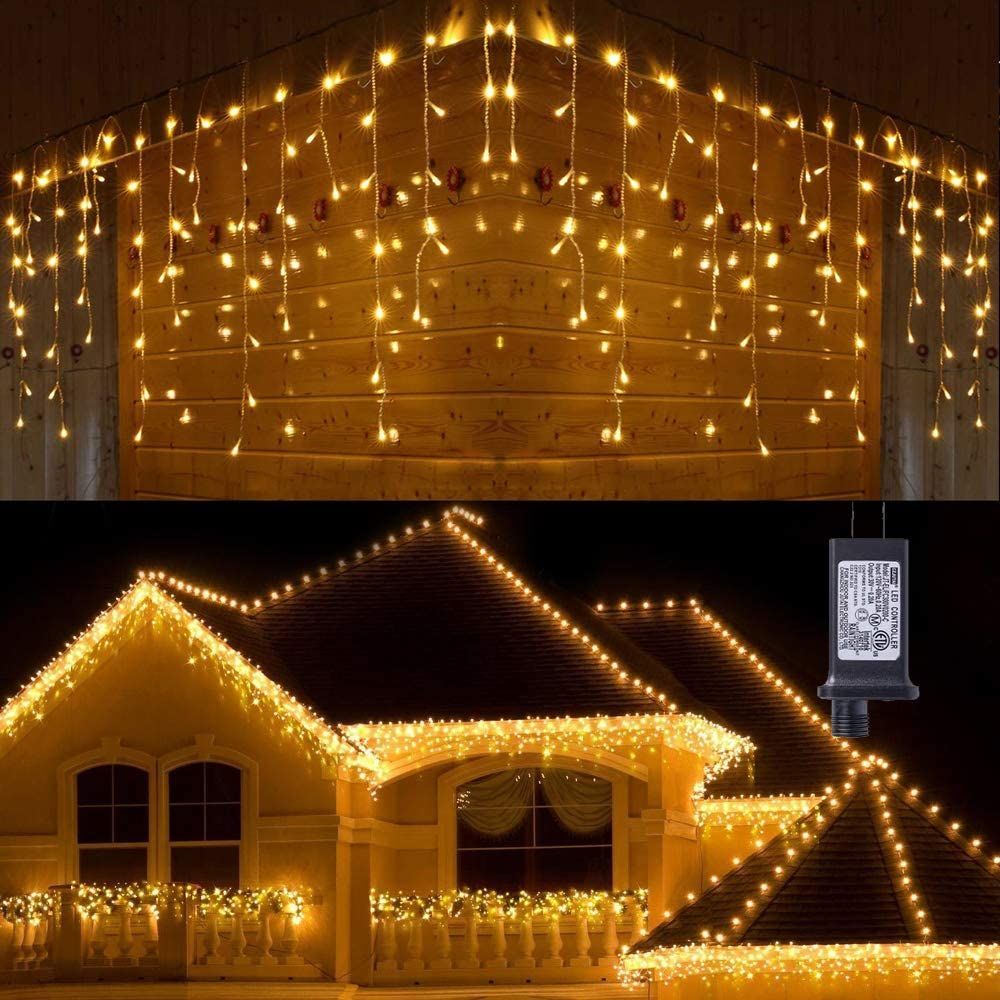 500 LEDs Light Chain Christmas Lighting Ice pellet Decorative Indoor/Outdoor Warm White 