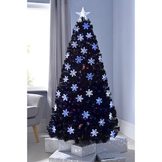 Pre-Lit Fibre Optic Christmas Tree with Tree Topper and Snowflakes