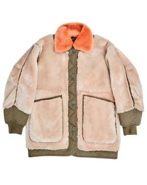 The Reversible Shearling Bomber in Blush