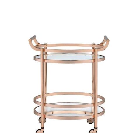 Lakelyn Clear Glass and Rose Gold Serving Cart