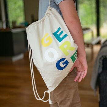 Personalised Colourful Kids Gym Bag With Name