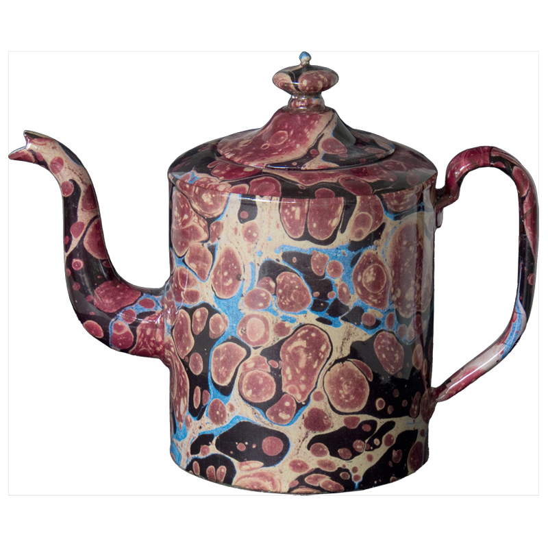 Black Blue & Red Marble Teapot