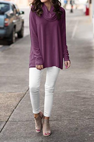 Minclouse Long Sleeve Cowl Neck Sweater 