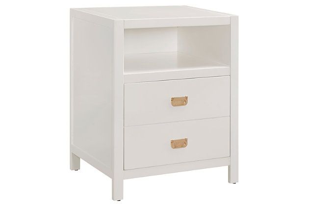 Two Drawer Nightstand in White