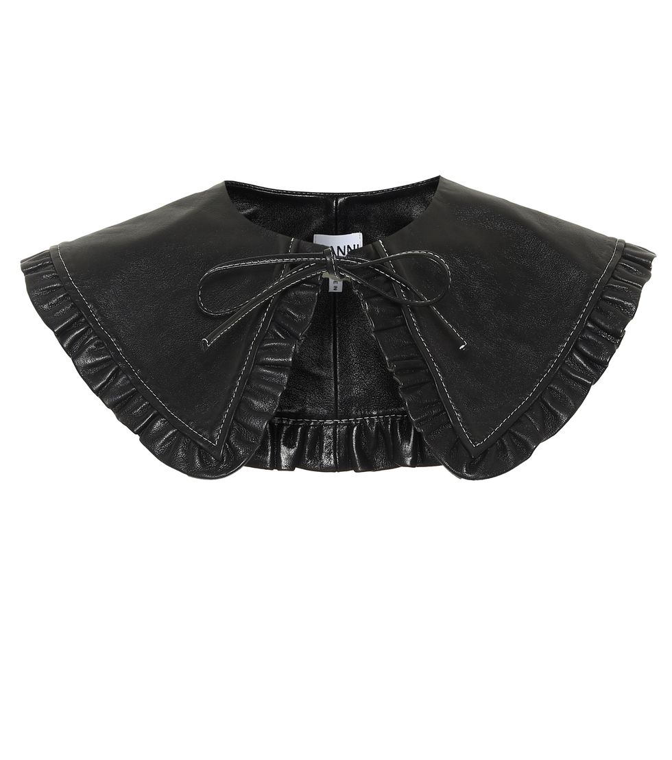 Leather collar with bow, £165
