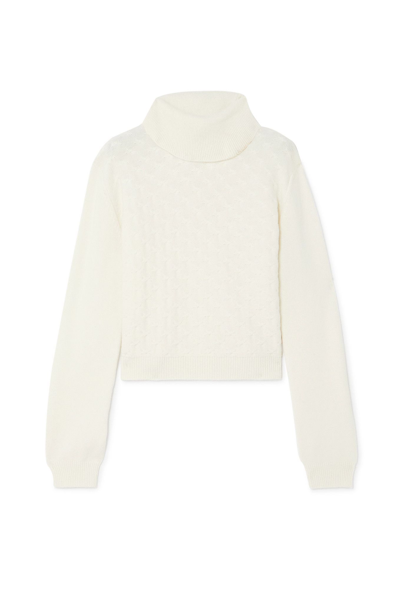 Cable-knit cashmere turtleneck sweater