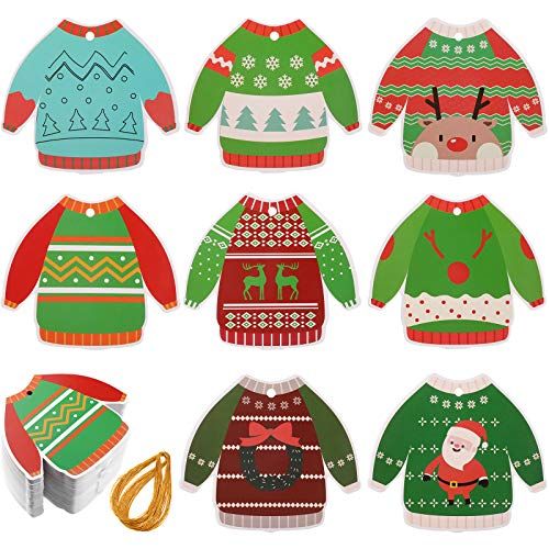 Christmas Tags with Colorful Winter Sweater Mix