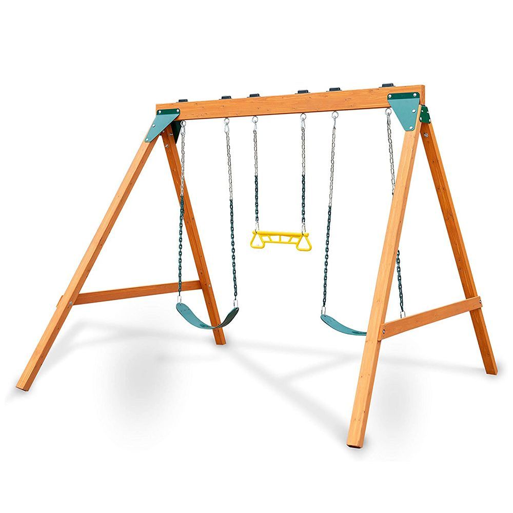 wooden swing set with slide