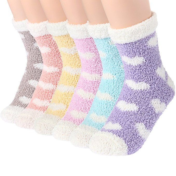 Plush Slipper Socks Women (Set of 6)