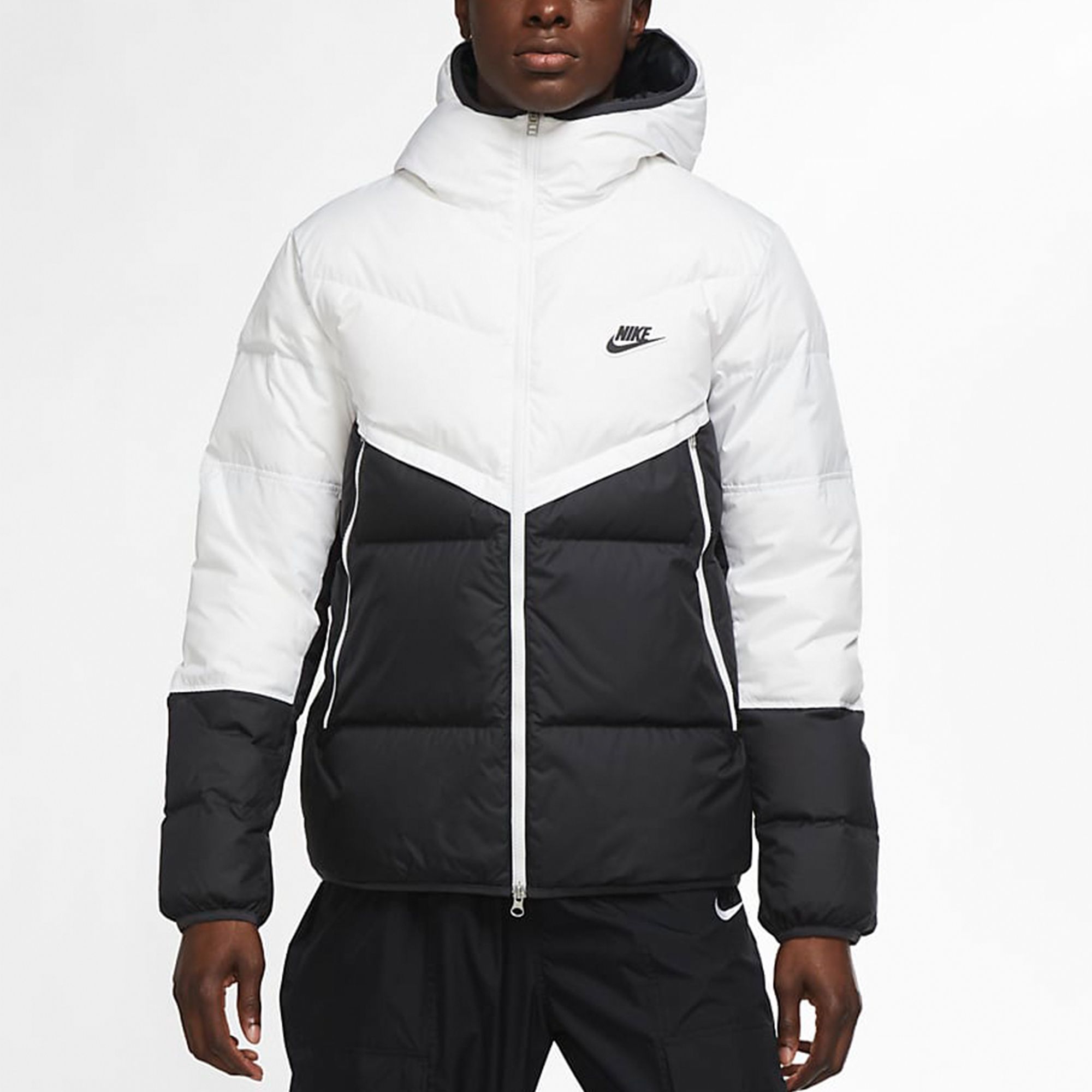 white puffer coat with hood