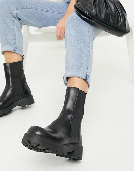 alpha black crocodile chunky chelsea boots