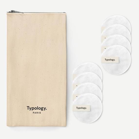 Typology Reusable Makeup Removal Pads 8 Bamboo Pads + Pouch
