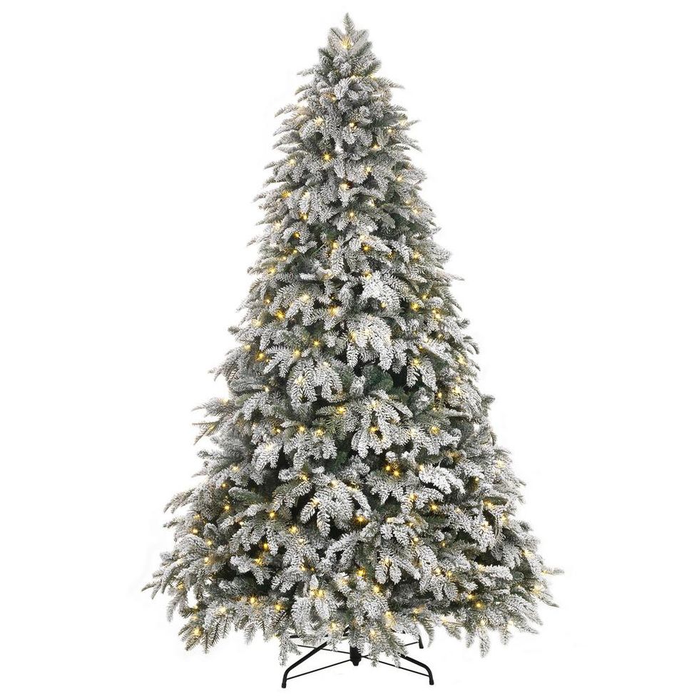 Home Accents Holiday 7.5 ft. LED Flocked Artificial Christmas Tree
