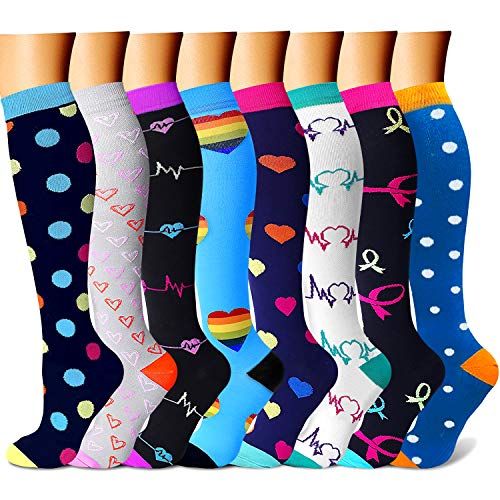 Cycling Hiking Athletic Running Knee High Stockings Support for Nursing Compression Socks for Women & Men Circulation 