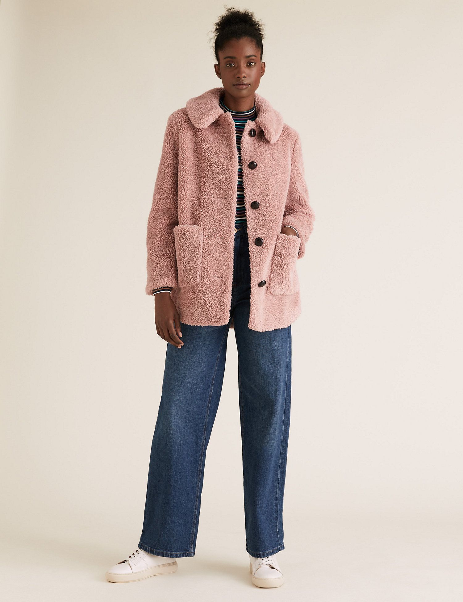 pink teddy coat uk