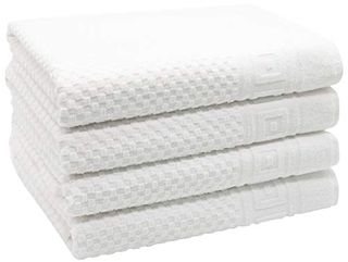 ZOLLNER set of 4 shower towels with waffle pattern