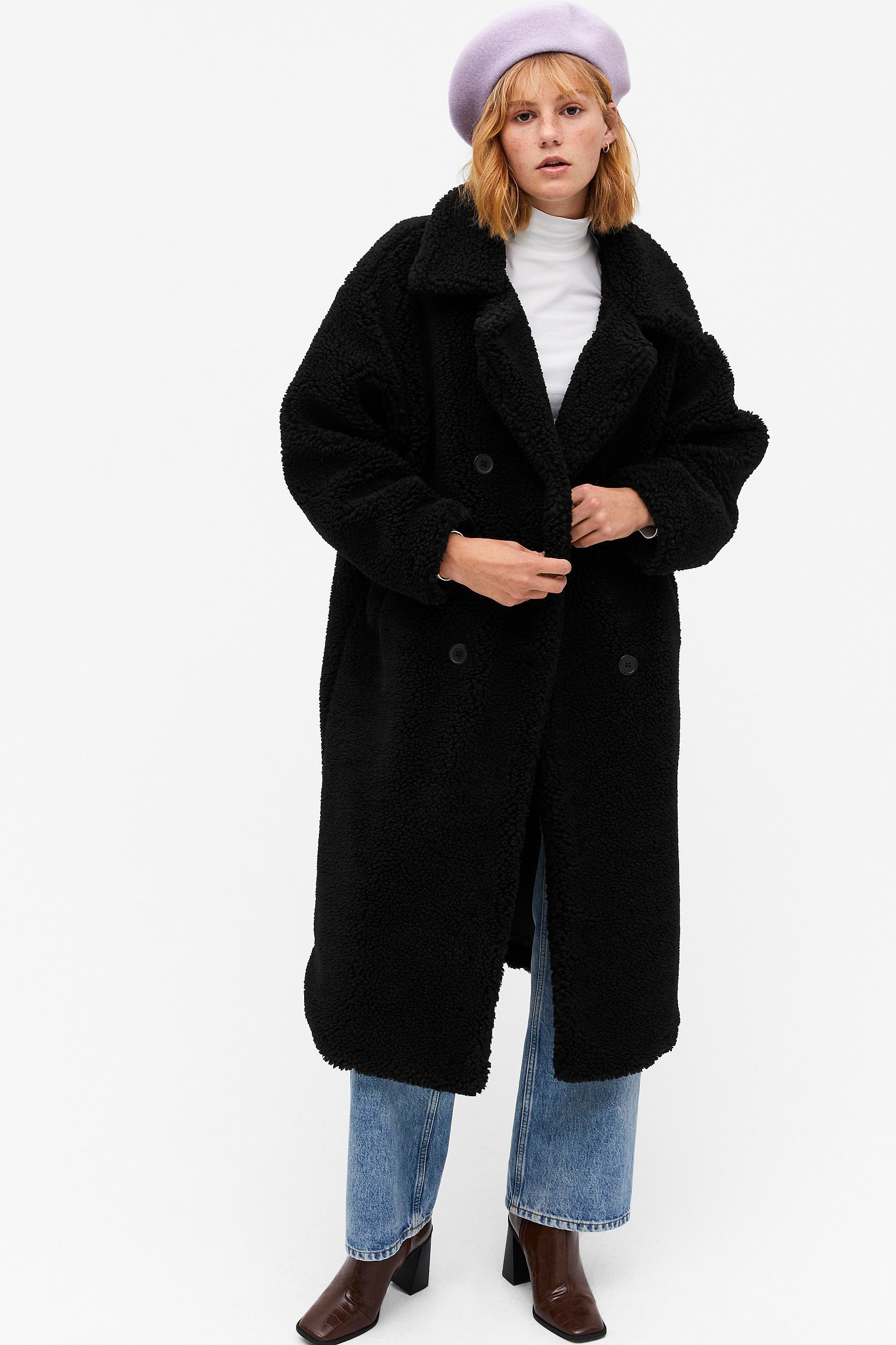 black teddy bear long coat