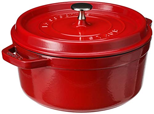 Staub Cast Iron Round Cocotte, 4-Quart, Cherry -