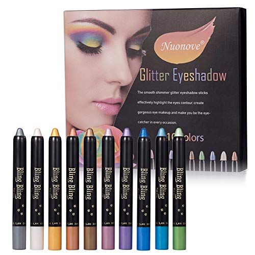 Set di 10 ombretti glitter a matita per make up professionali