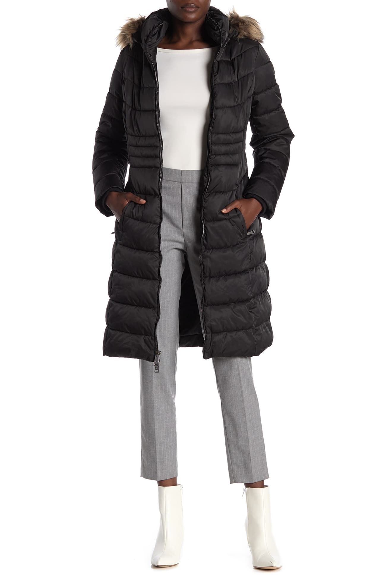 ozark trail waterproof wind resistant faux fur trim coat