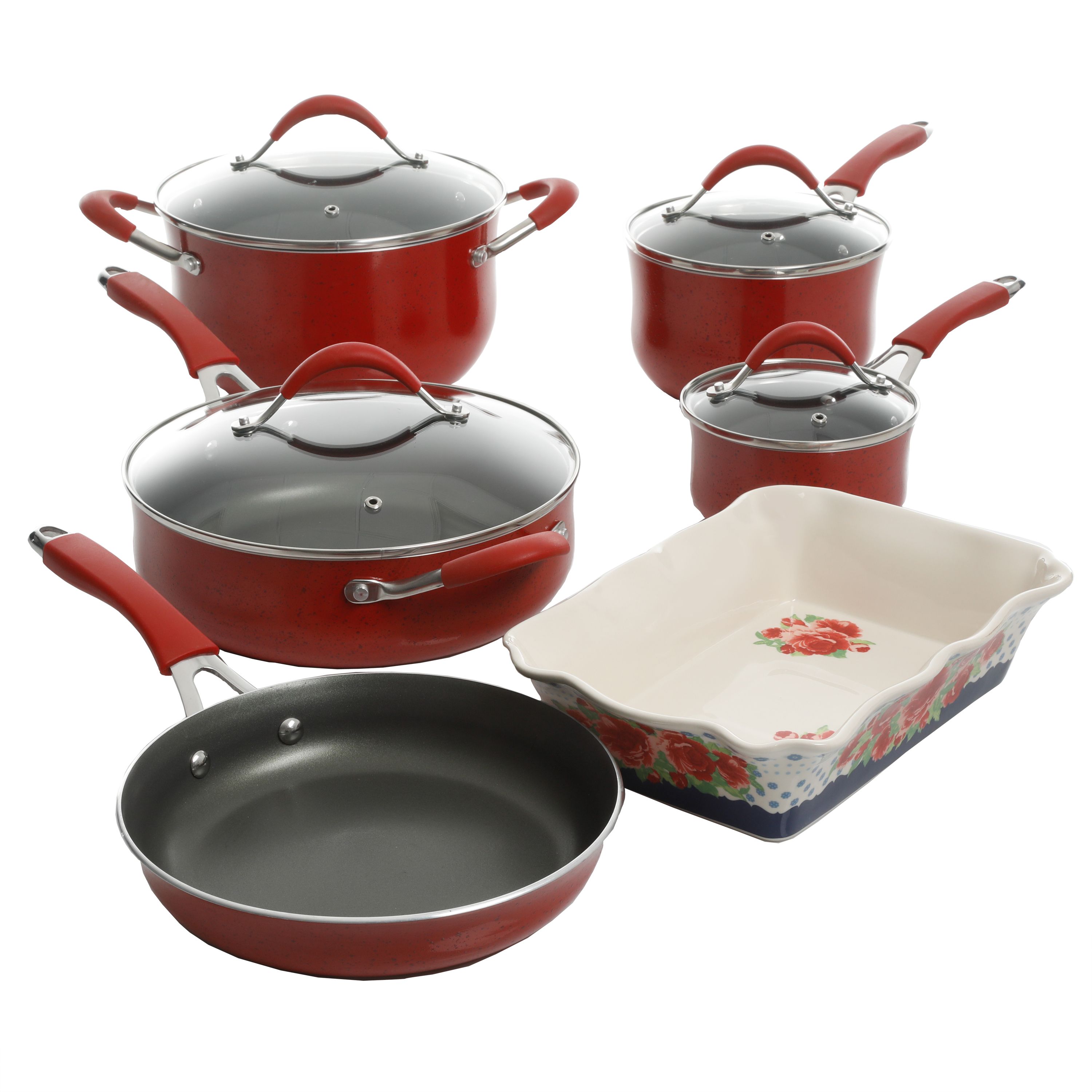 The Pioneer Woman Frontier Speckle 24-Piece Cookware Combo Set