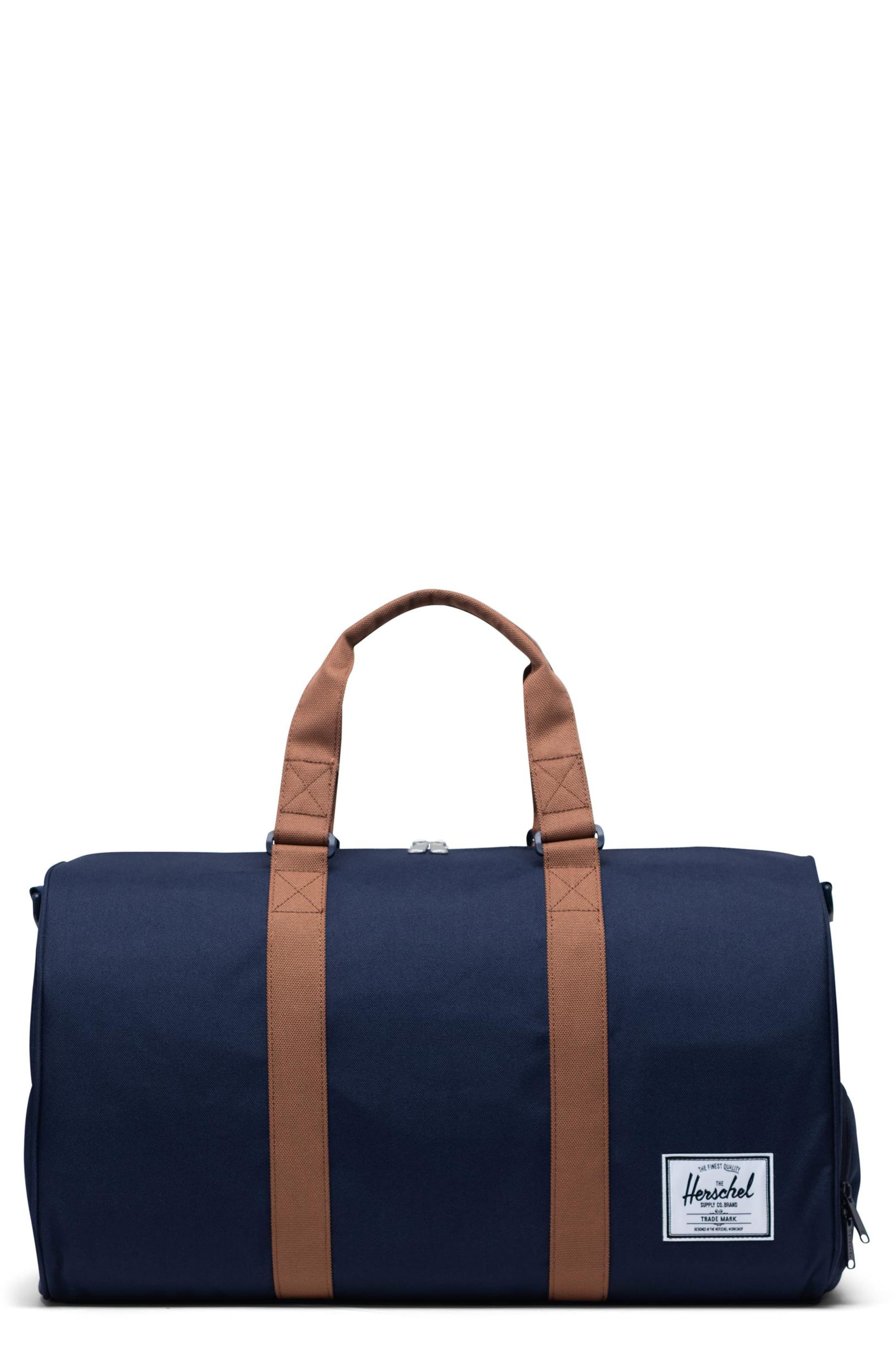 Navy Canvas Duffle Bag For Travel Gym Sports with Shoe Compartment 34L 