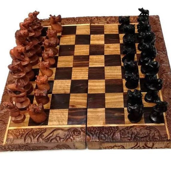 African Big Five Animals Chessboard