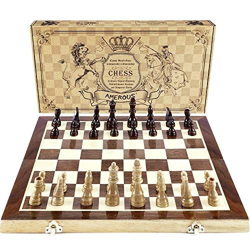 15" x 15" Folding Magnetic Wooden Chess Set
