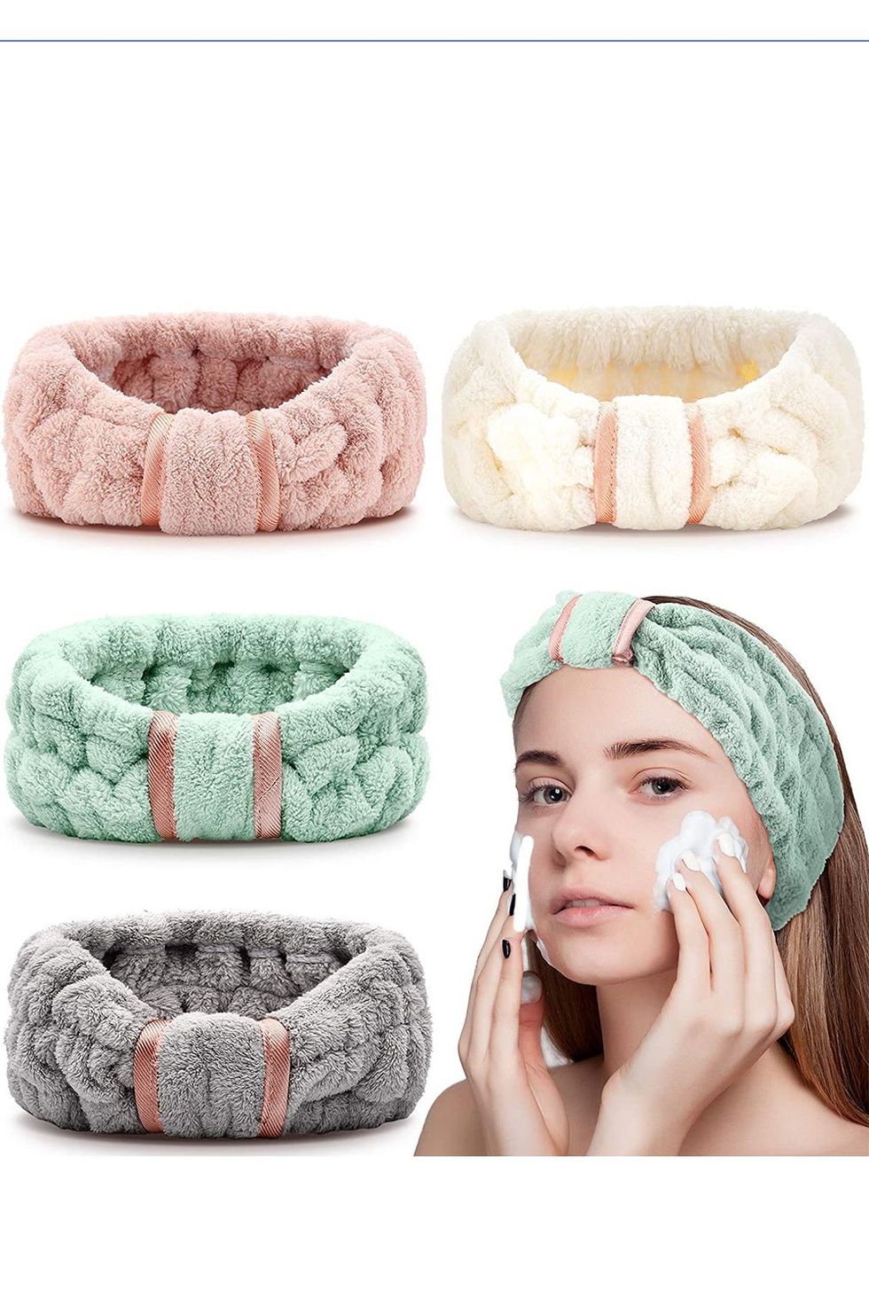 8 Pack Spa Headband, Coral Fleece Makeup Headband Cosmetic Headband for  Washing Face, Bow Headbands for Shower Terry Cloth Headbands for Women  Facial