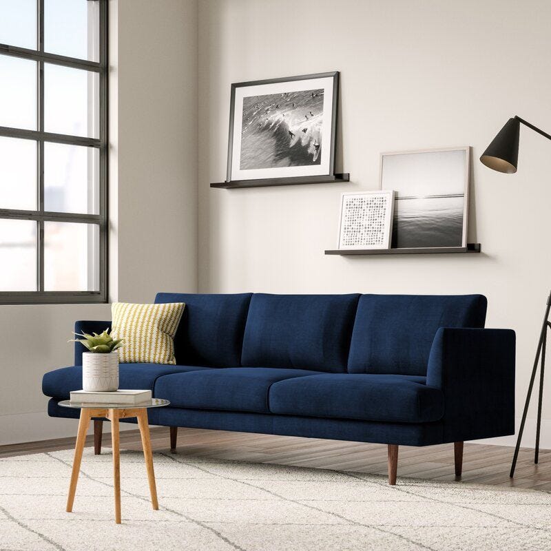 Norah 84" Velvet Sofa in Stax Dark Blue