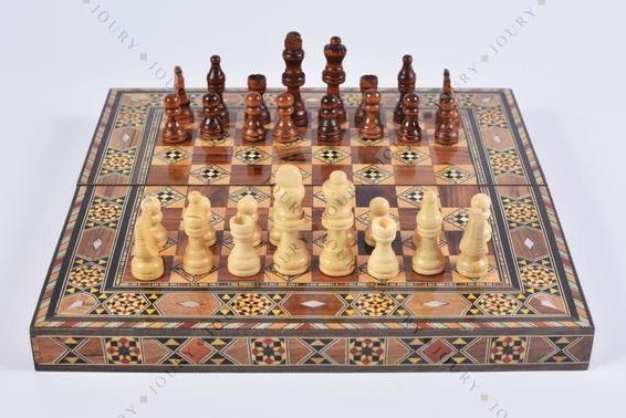 12" Wooden Chess Set - Folding Backgammon Board