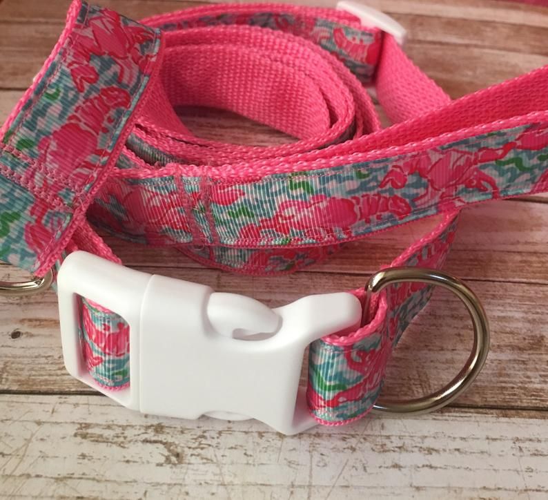 Lilly Pulitzer Dog Pet Collar and Leash Set in Lobstah Roll