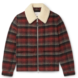 Mr P. Shearling-Trimmed Checked Wool Jacket Mr P. Shearling-Trimmed Checked Wool Jacket