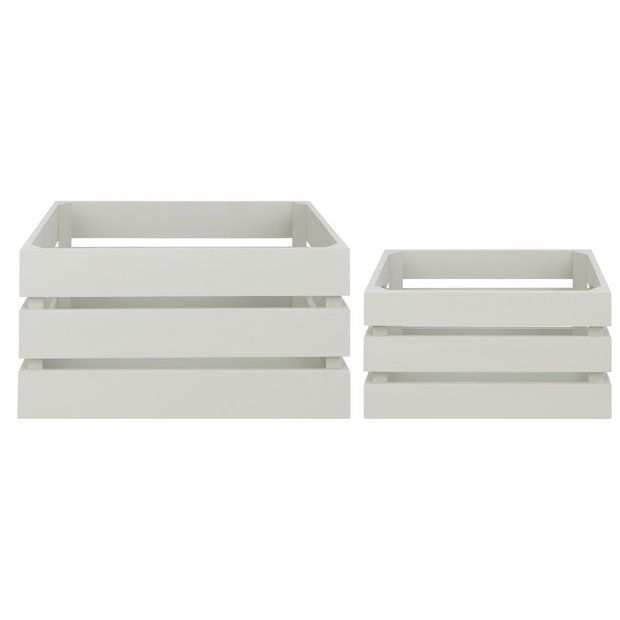 Argos Home Pack of 2 Storage Crates - Grey