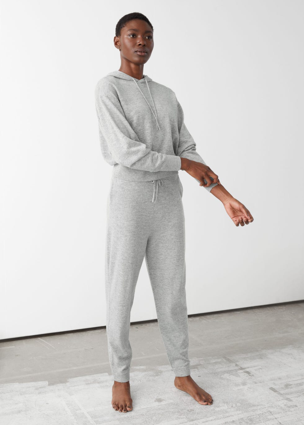 Oversized Wool Knit Drawstring Trousers