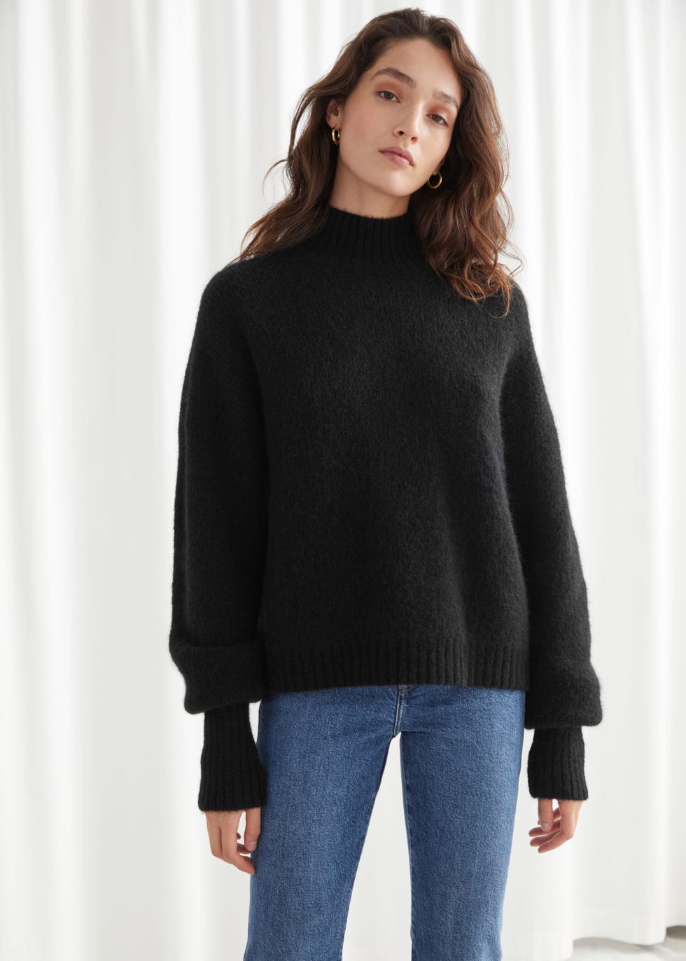 Alpaca Blend Turtleneck Knit Sweater