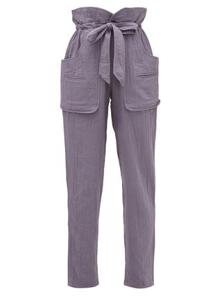 Bessie Paperbag-Waist Cheesecloth Trousers