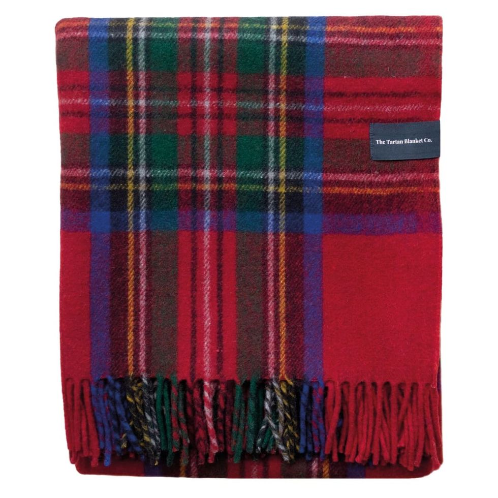 Recycled Wool Blanket In Stewart Royal Tartan