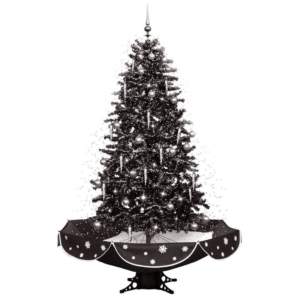 Black Snowing Christmas Tree