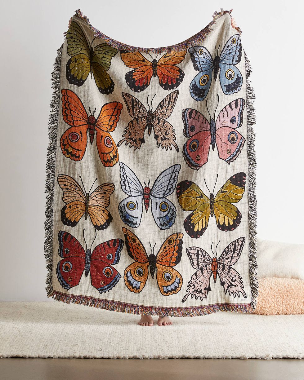 Calhoun & Co. Butterfly and Moth Woven Throw Blanket
