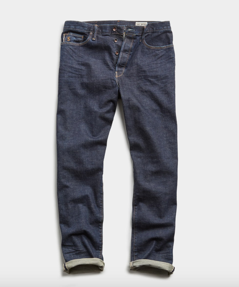 Straight Fit Japanese Stretch Selvedge Jean In Indigo Rinse