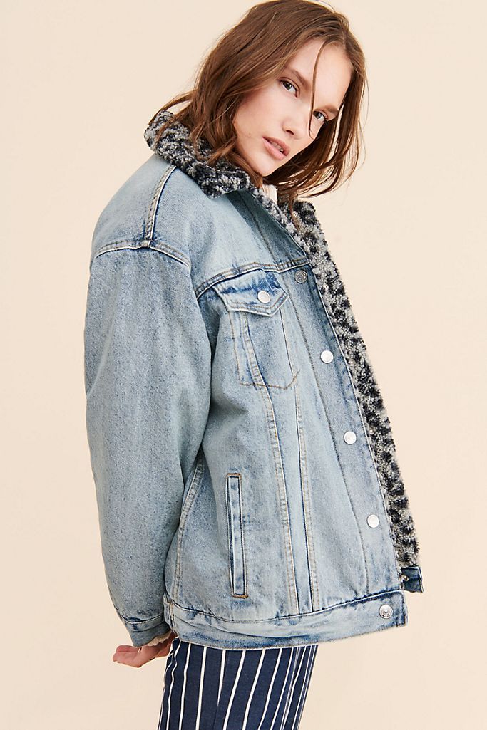 free people wild ones sherpa trucker jacket