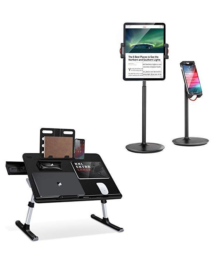Tablet & Phone Stand Holder and Adjustable Laptop Desk for Bed