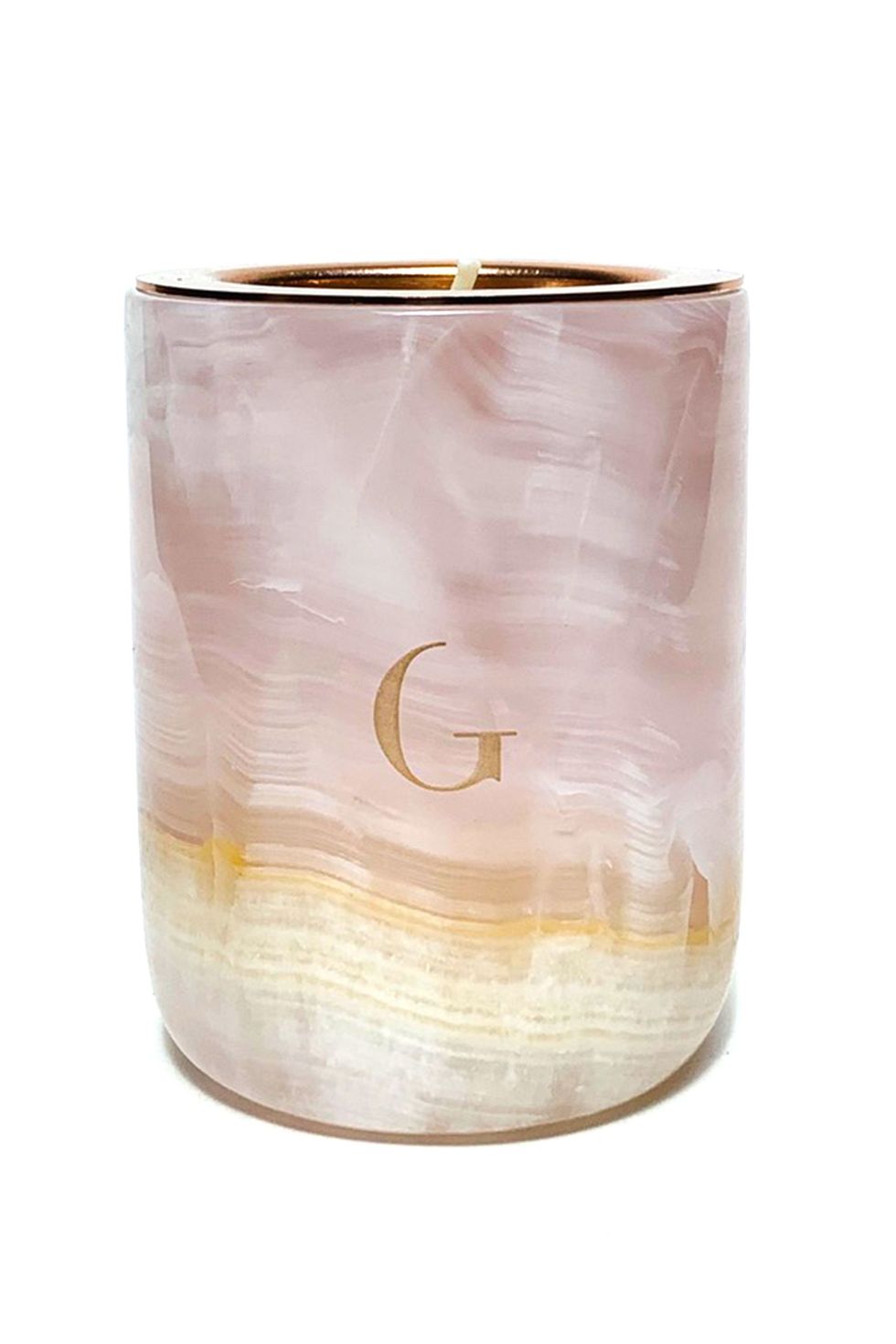 Pink Onyx Marble Candle