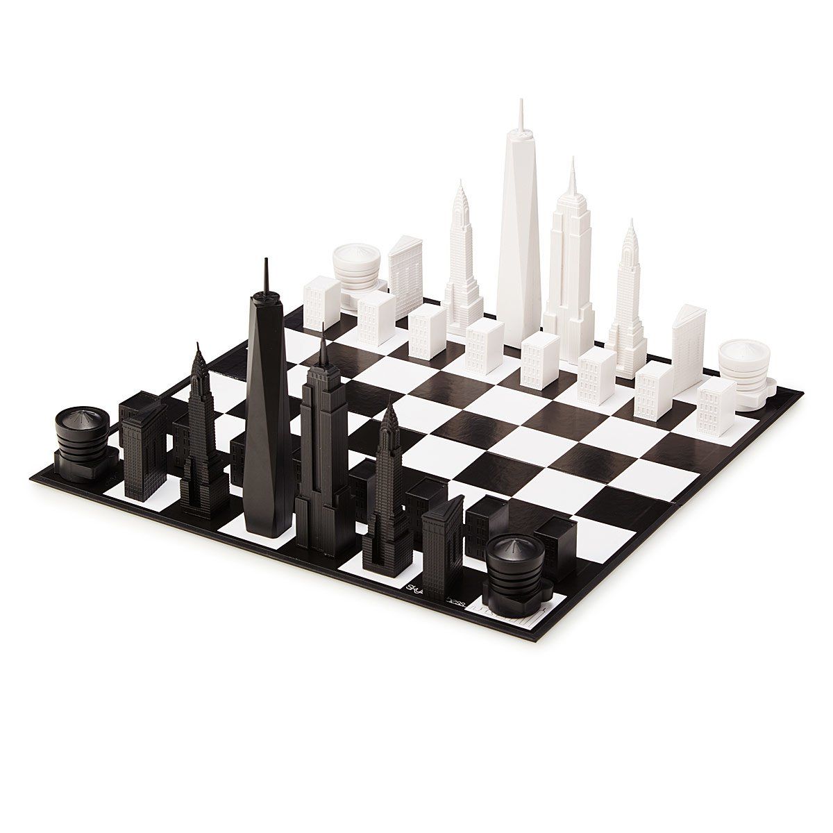London Vs NYC Skyline Chess Set Futuristic Modern Design In Box-Brand New! 